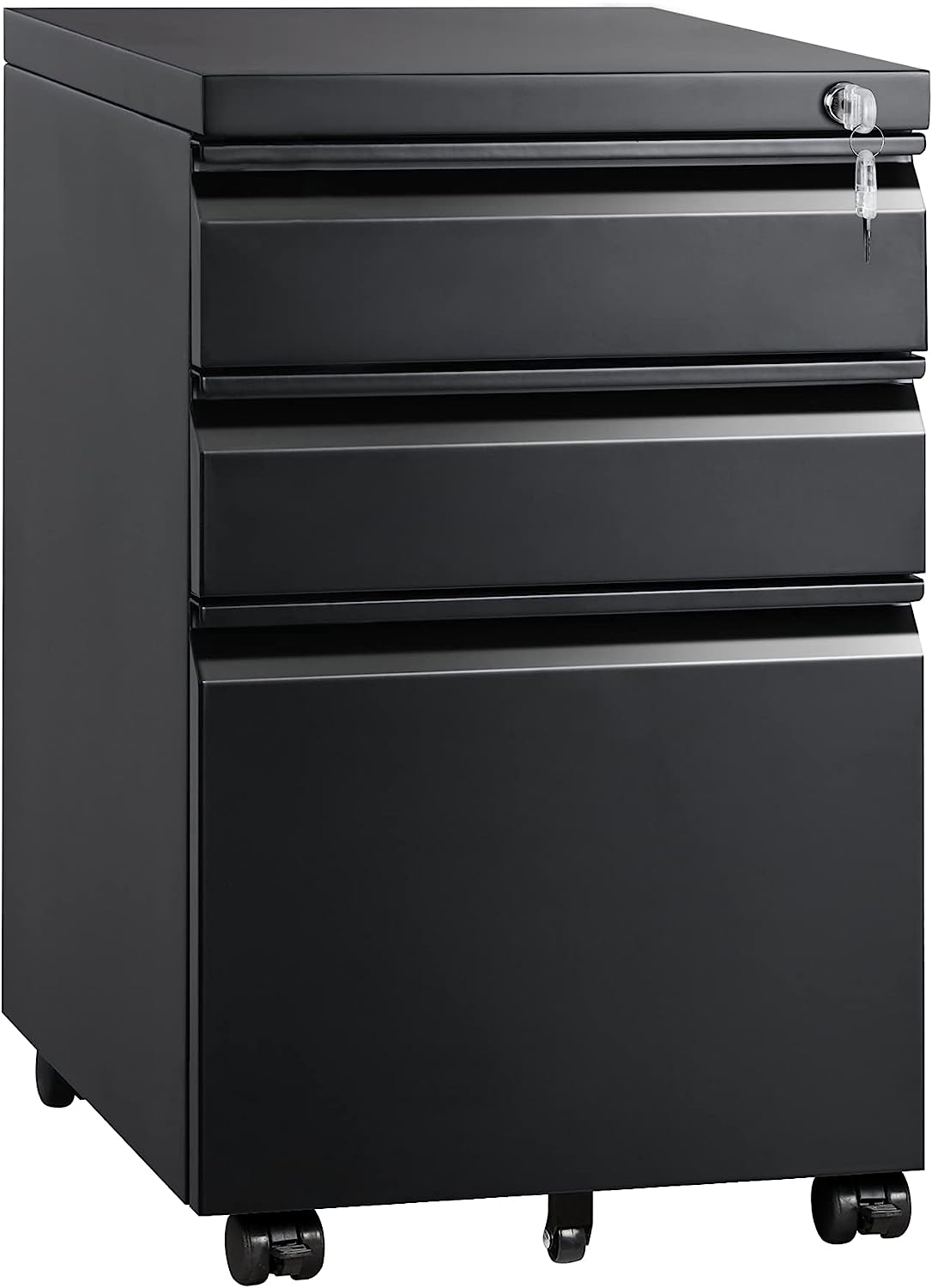230527223132745_1 DEVAISE 3 Drawer Mobile File Cabinet with Lock, Under Desk Metal Filing Cabinet for Legal/Letter/A4 File, Fully Assembled Except Wheels, Black - Image 1